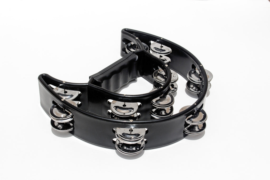 Half Moon Tambourine Double Row Bells Tambourine Black/Red For KTV